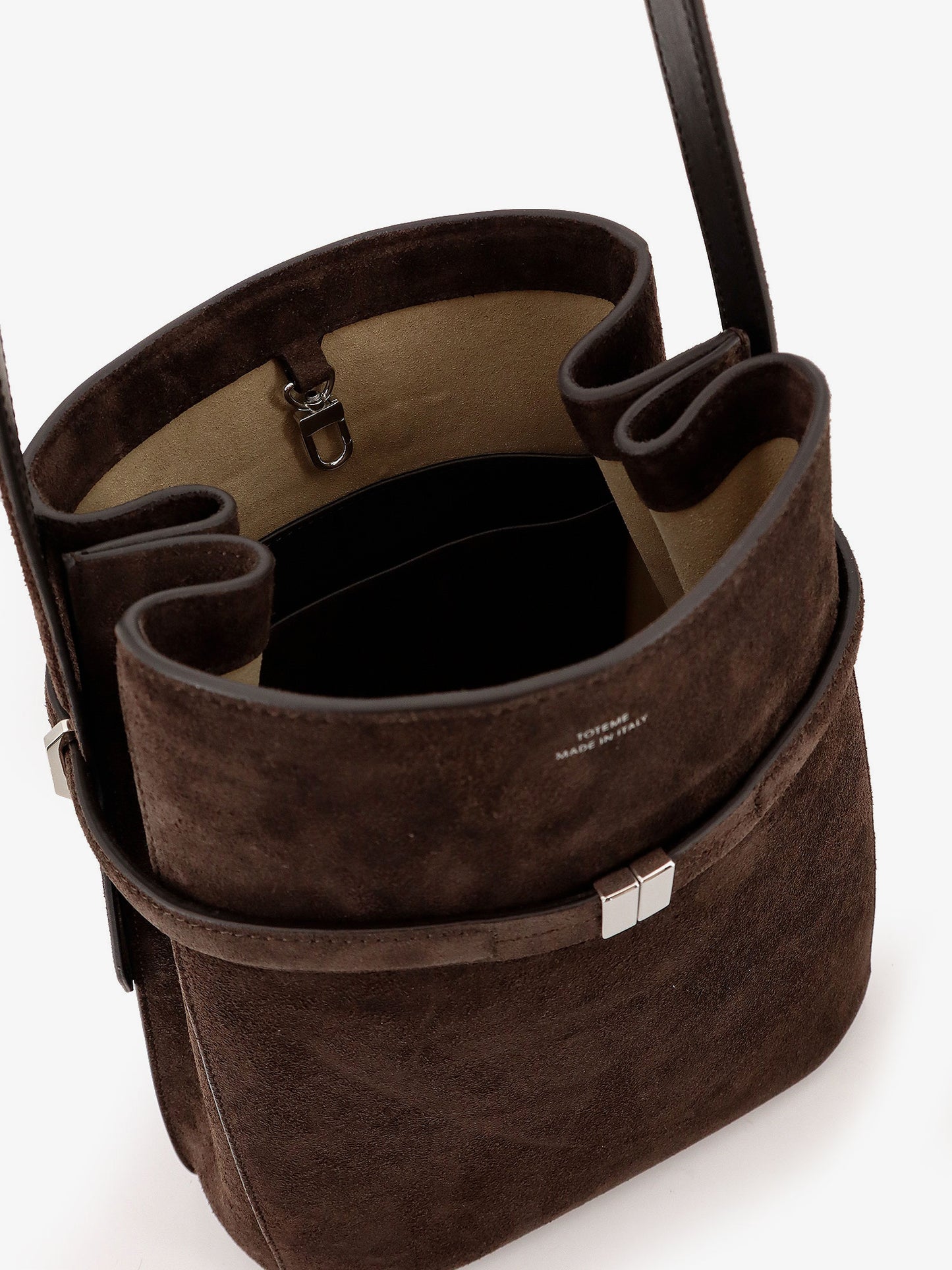Suede Belted Bucket Bag