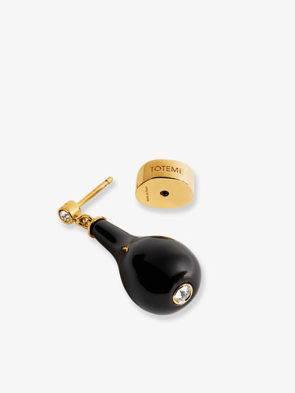 Onyx drops brass earrings thumbnail