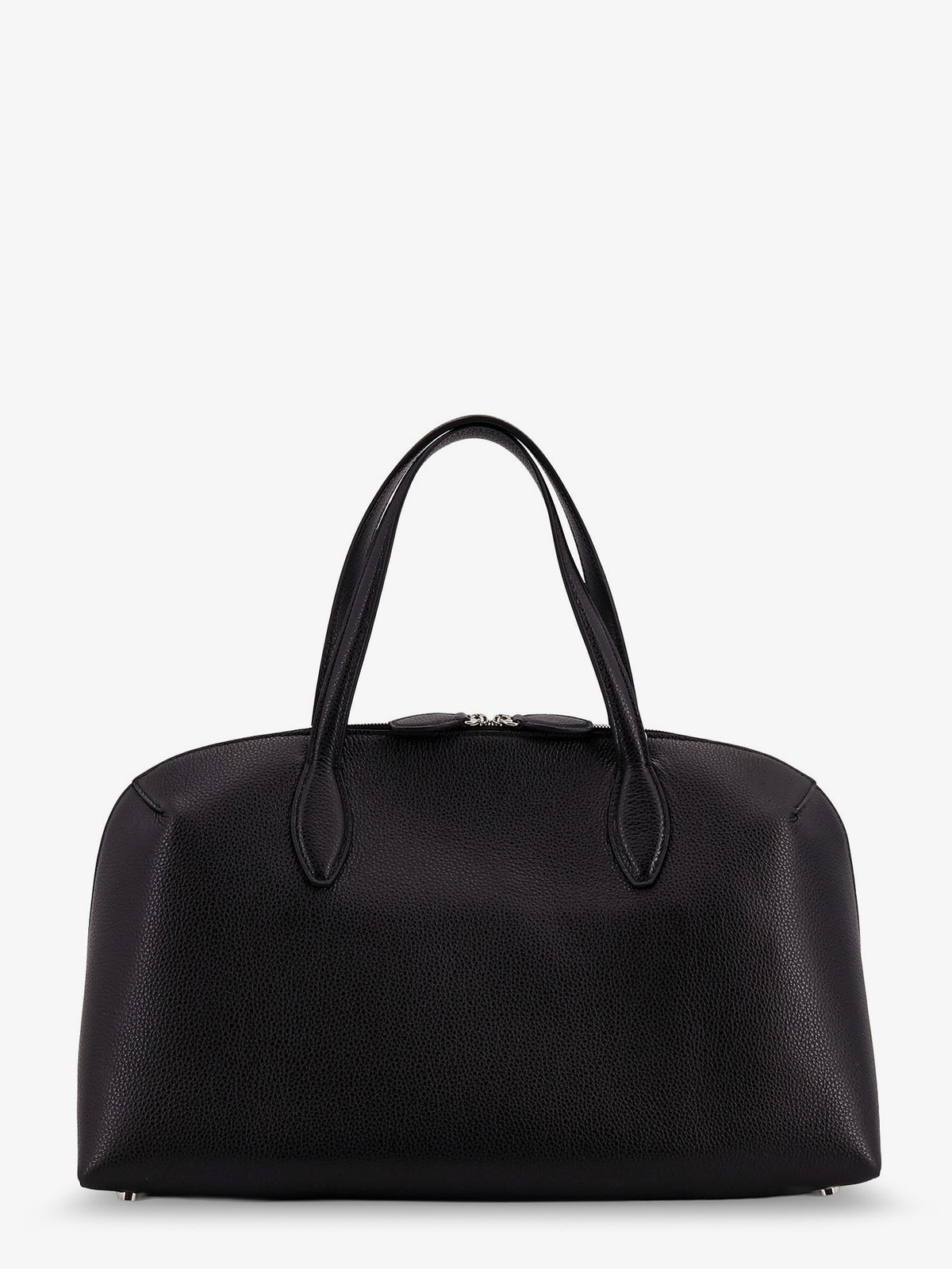 Leather handbag with engraved logo on the front