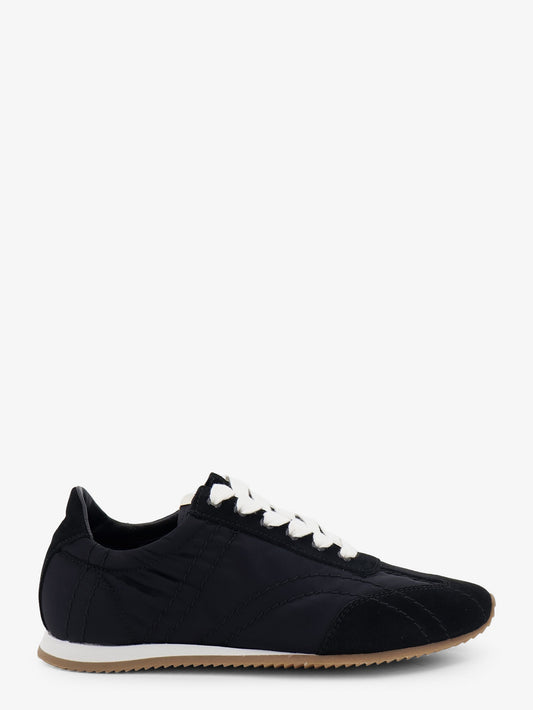 Nylon and suede sneakers with all-over stitching