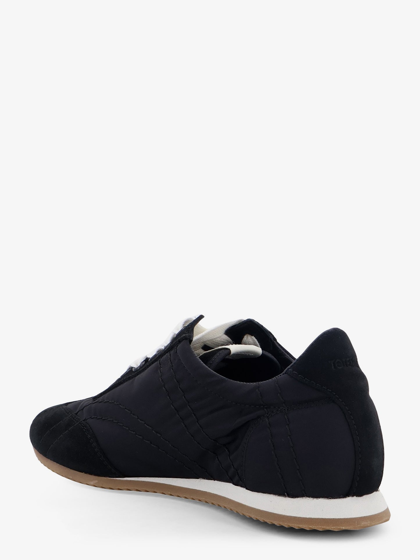 Nylon and suede sneakers with all-over stitching