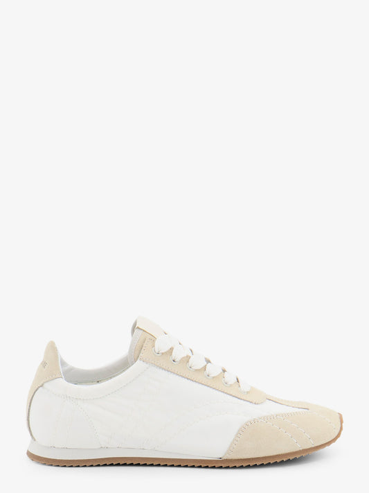 Nylon and suede sneakers with all-over stitching detail