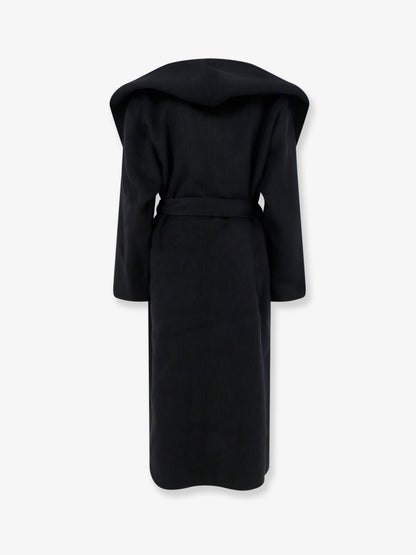 Hooded belted wool coat thumbnail