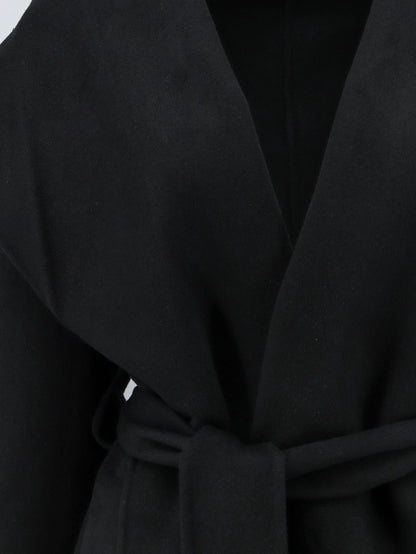 Hooded belted wool coat thumbnail