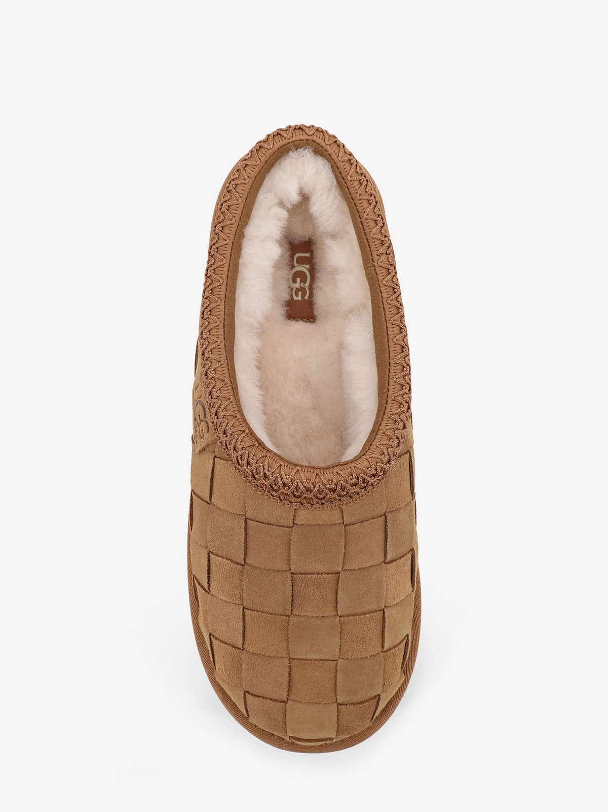 Tasman Woven suede sandals with a basket weave pattern