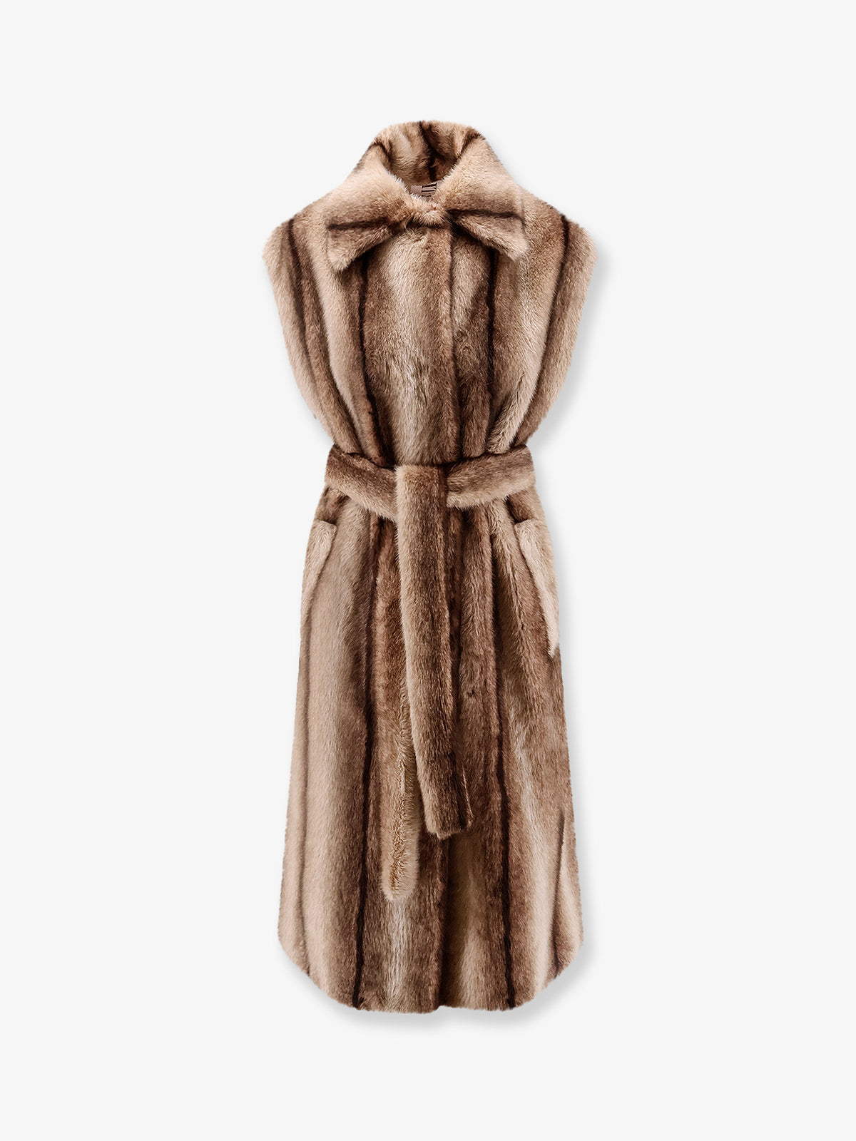 Sleeveless faux fur coat