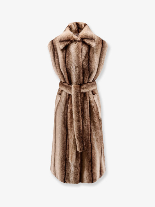 Sleeveless faux fur coat