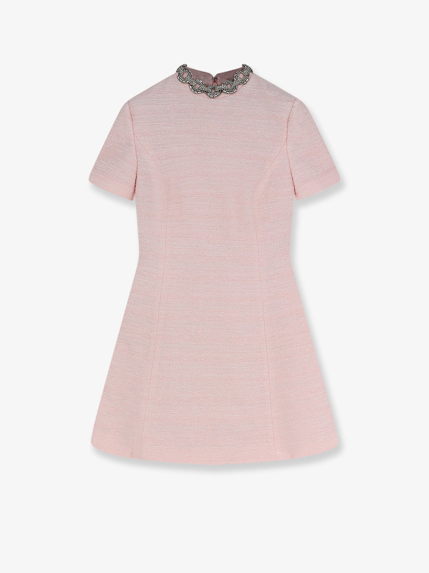 Embroidered Crinkle Cotton Tweed mini dress