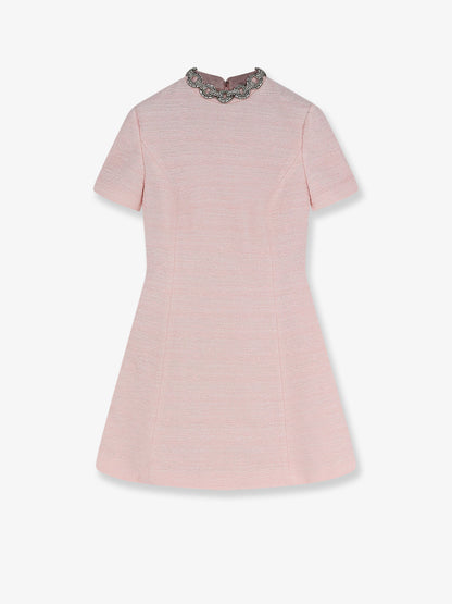 Embroidered Crinkle Cotton Tweed mini dress thumbnail