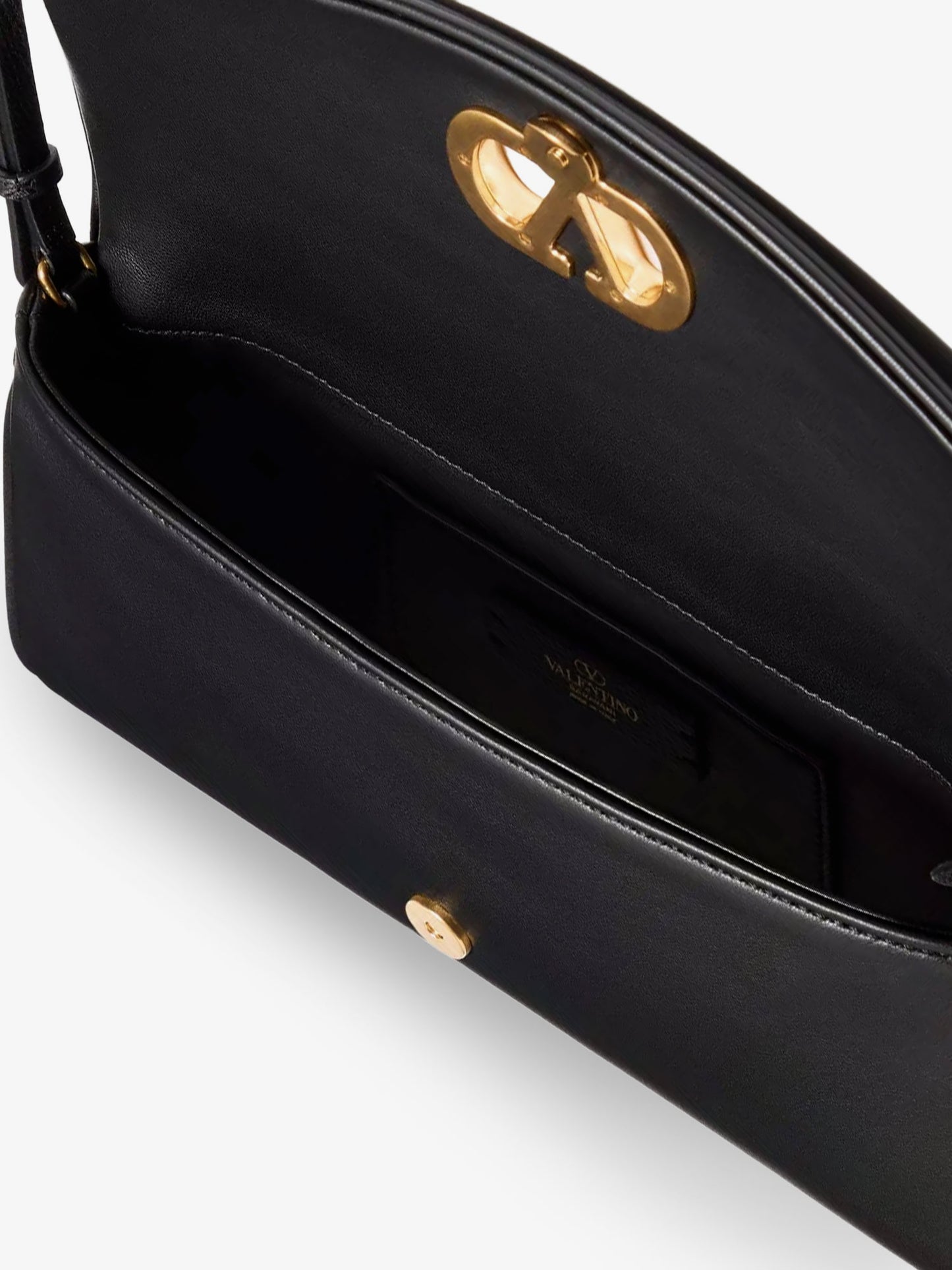 Borsa a spalla DeVain in pelle con VLogo Signature in metallo