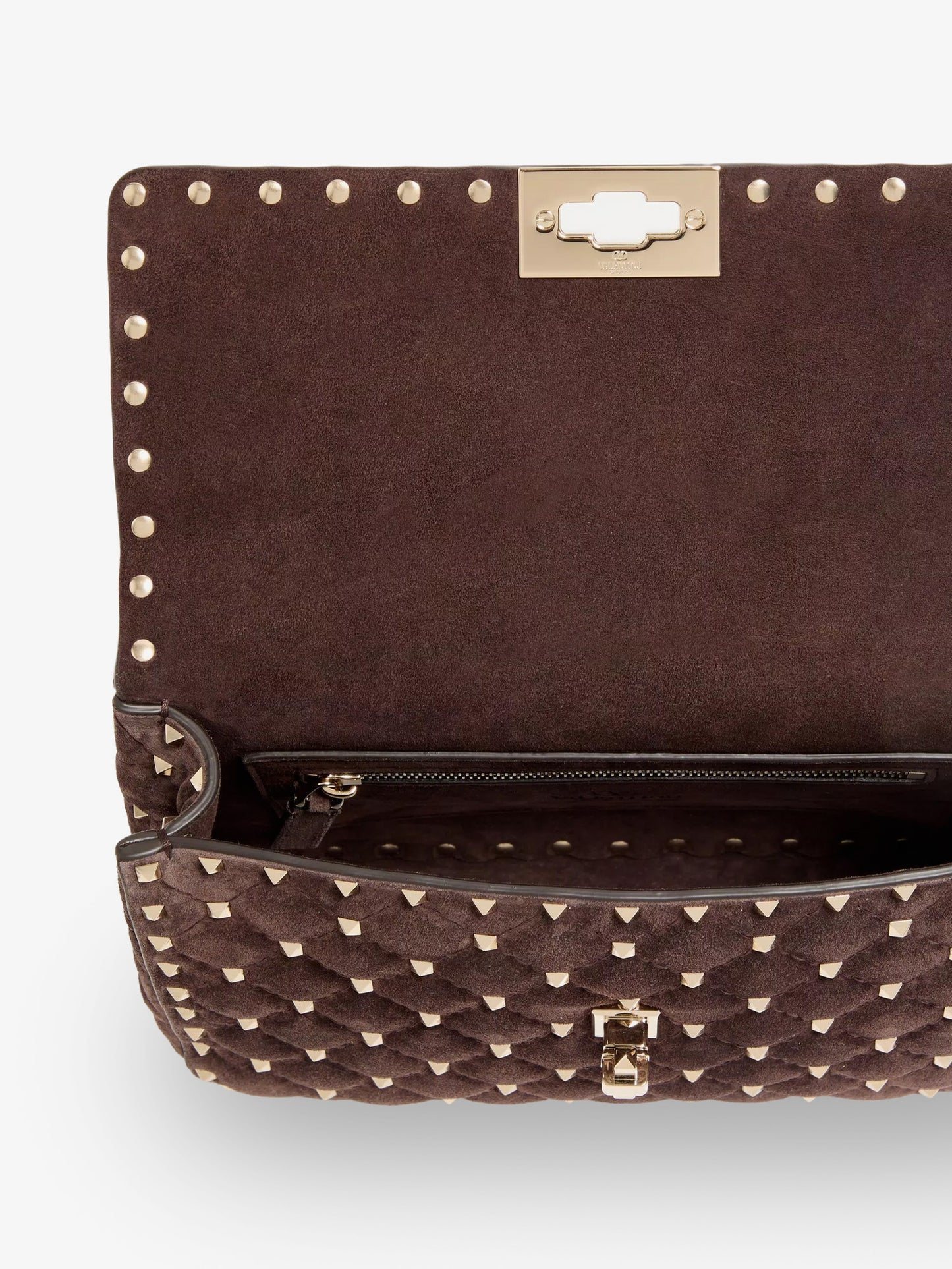 Rockstud Spike suede crossbody bag with iconic all-over studs
