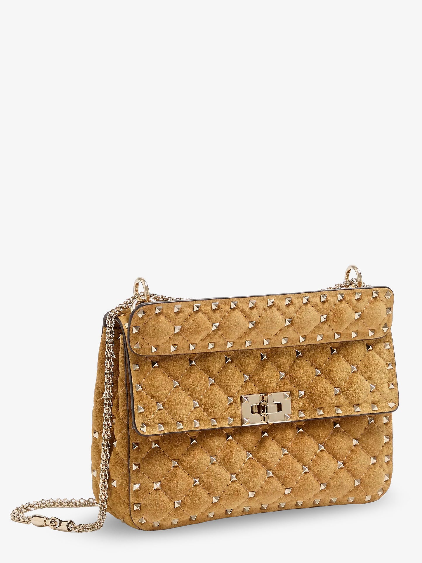 Rockstud Spike suede crossbody bag with iconic all-over studs