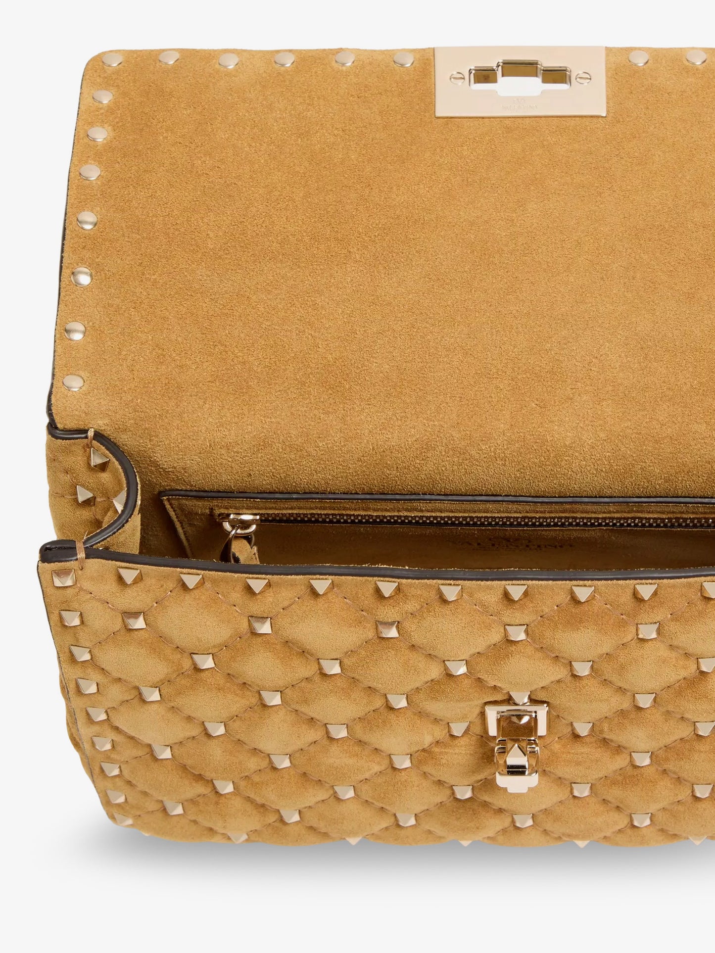 Rockstud Spike suede crossbody bag with iconic all-over studs