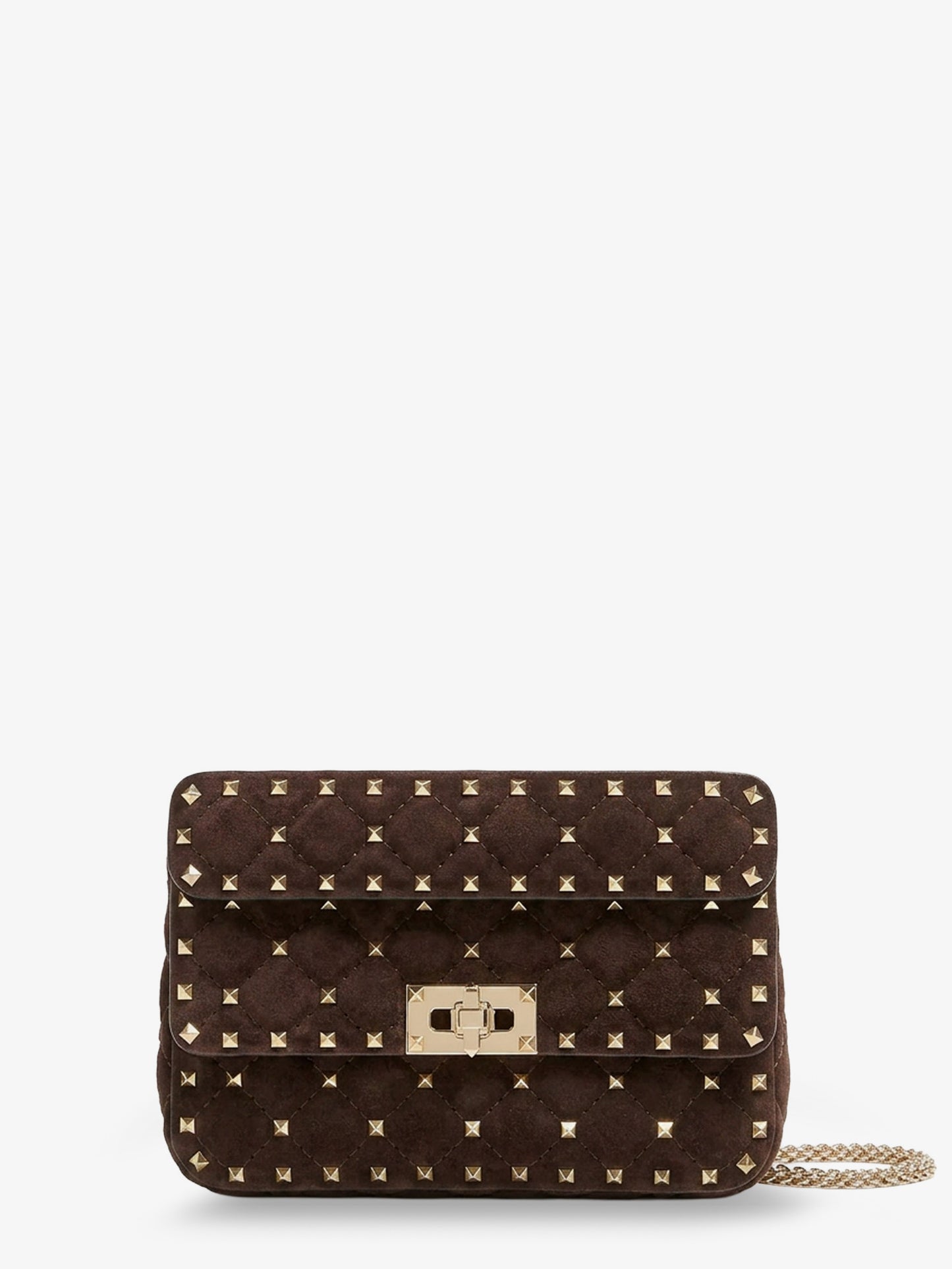Rockstud Spike suede crossbody bag with all-over studs