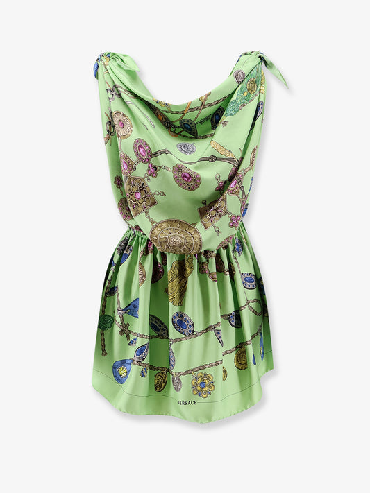 Printed silk twill mini dress