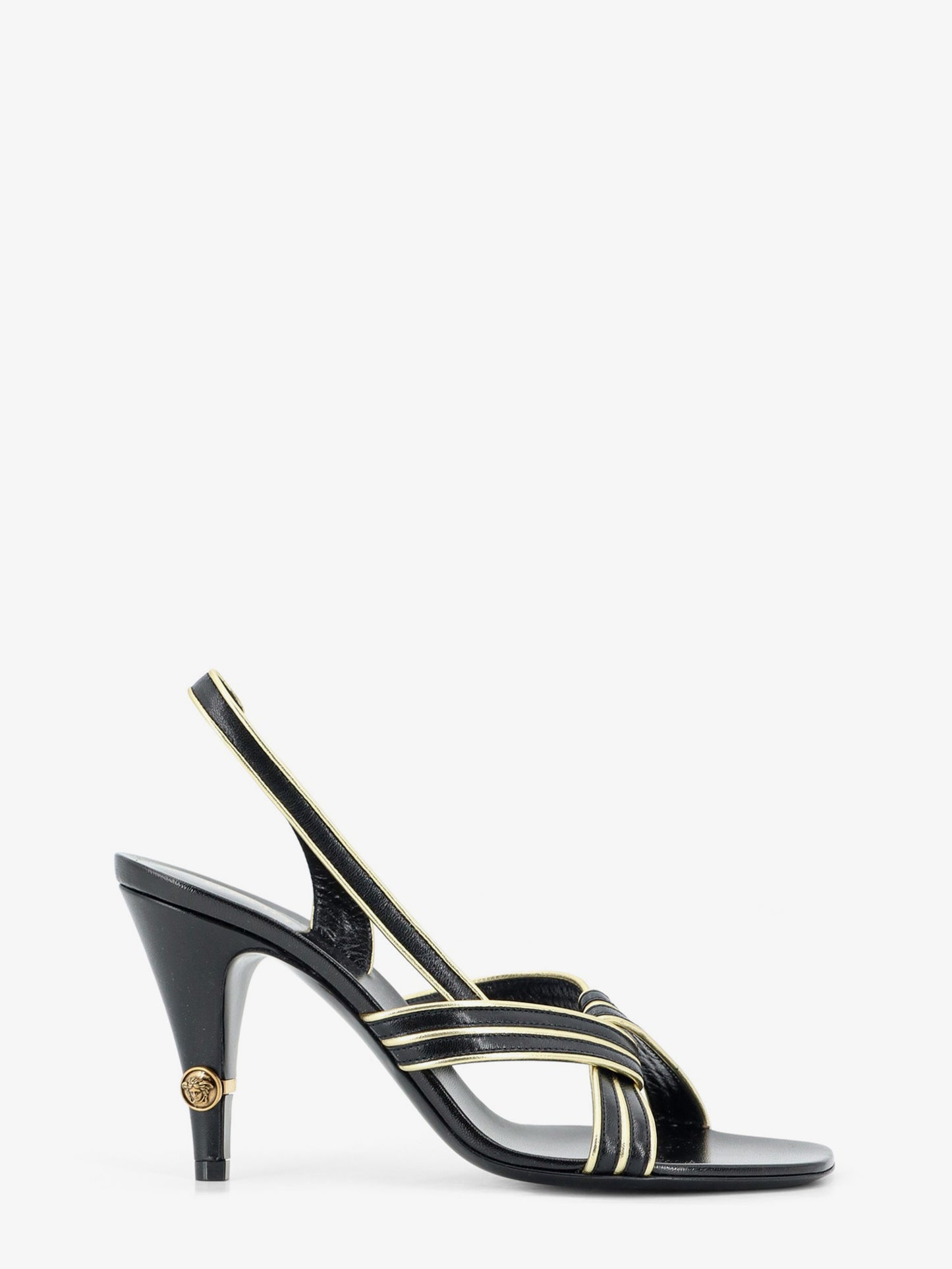 Sandali Gianni in pelle con profili metallizzati in contrasto