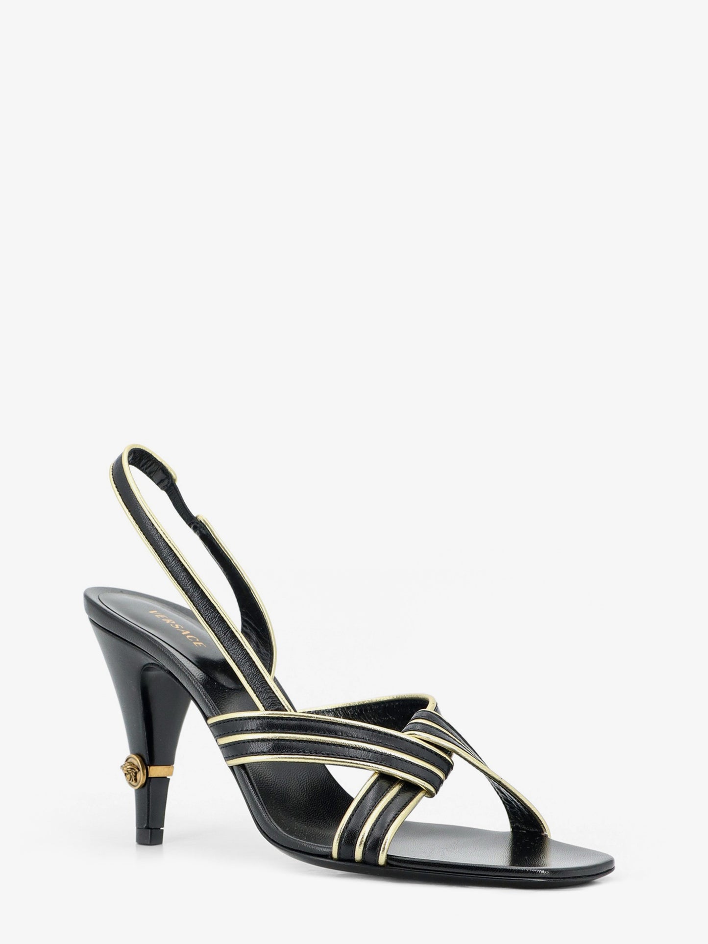 Sandali Gianni in pelle con profili metallizzati in contrasto