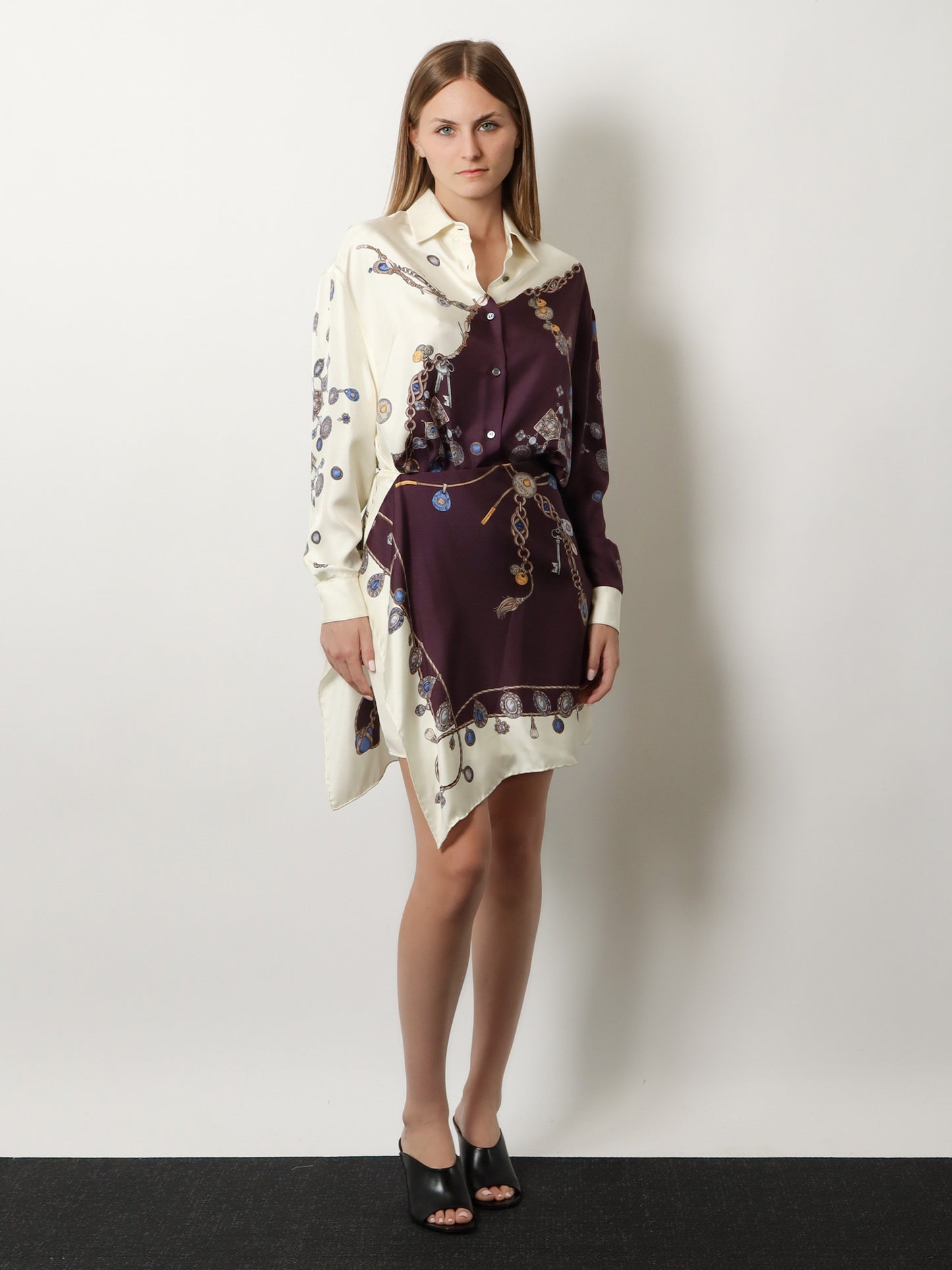 Printed silk twill shirt