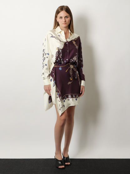 Printed silk twill miniskirt thumbnail