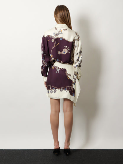 Printed silk twill miniskirt thumbnail