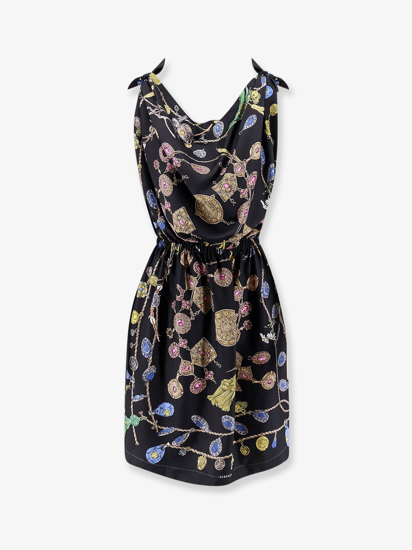 Printed silk twill midi dress