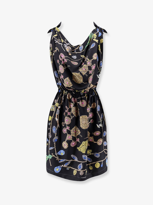 Printed silk twill midi dress