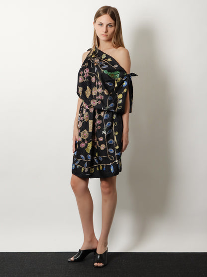 Printed silk twill midi dress thumbnail