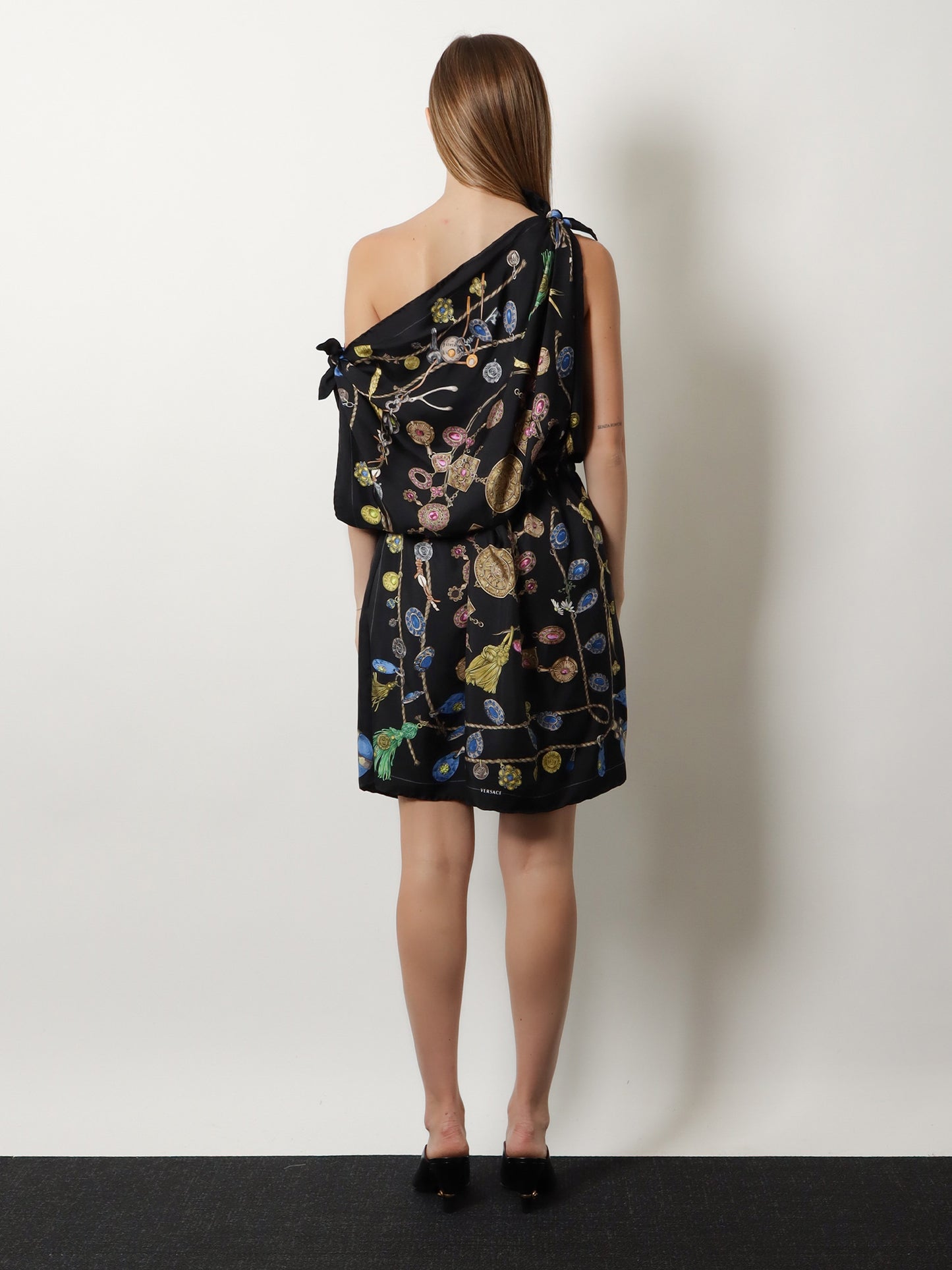 Printed silk twill midi dress
