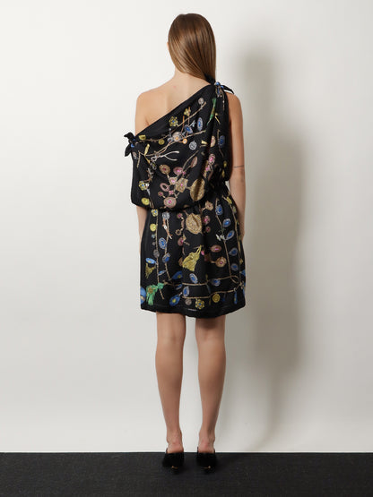 Printed silk twill midi dress thumbnail
