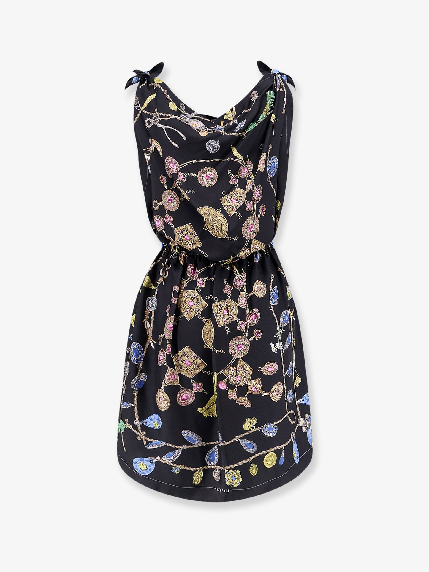 Printed silk twill midi dress