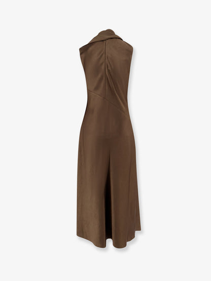Long satin dress with integrated scarf thumbnail