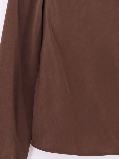 Satin shirt with draped neckline thumbnail