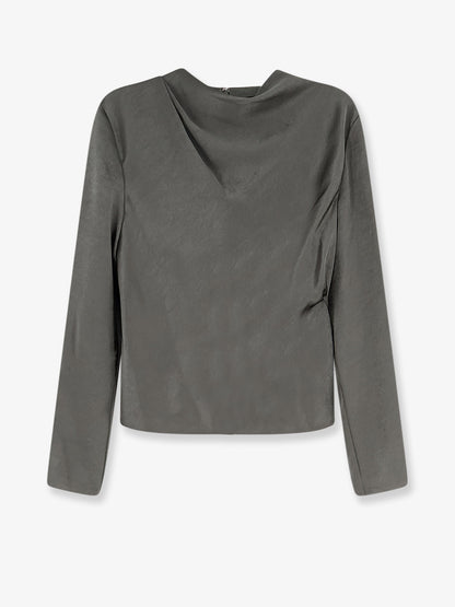 Satin shirt with draped neckline thumbnail