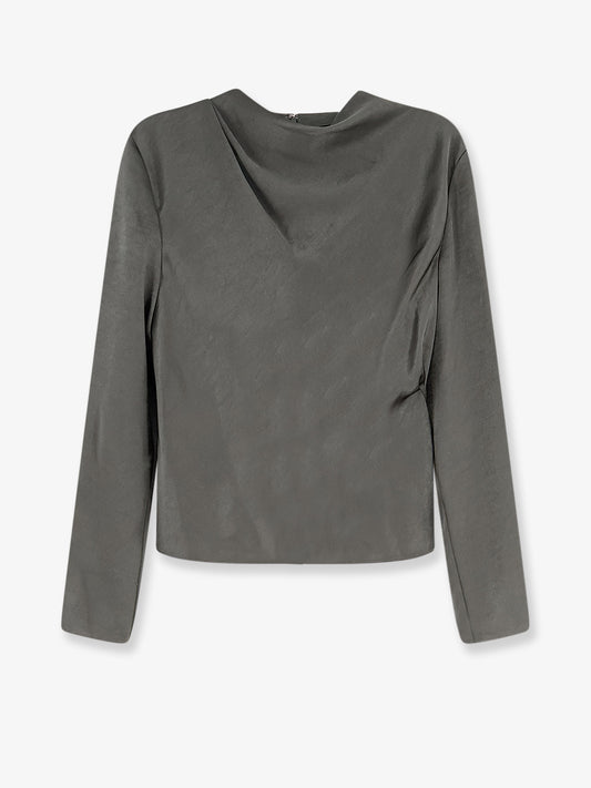 Satin shirt with draped neckline