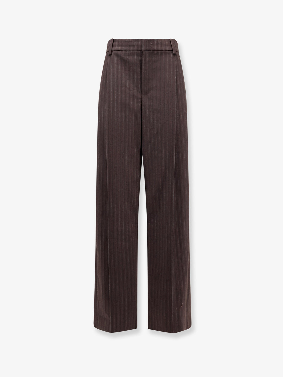 High-waisted cotton blend trousers