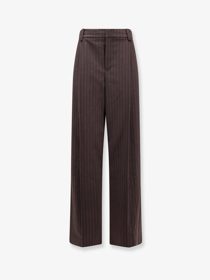 High-waisted cotton blend trousers thumbnail
