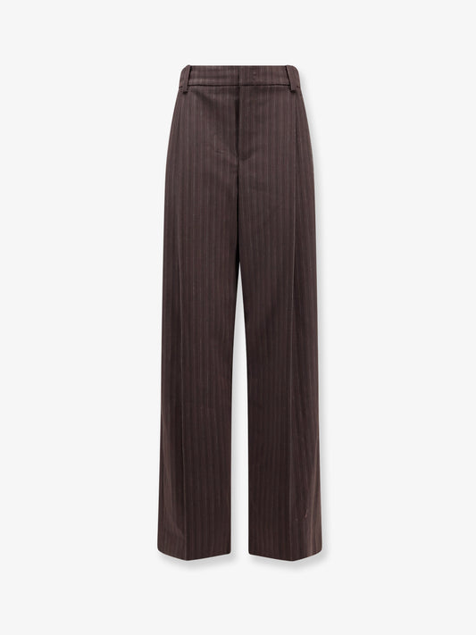 High-waisted cotton blend trousers