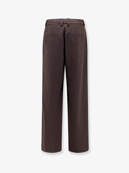 High-waisted cotton blend trousers thumbnail