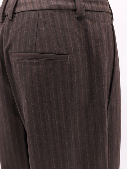 High-waisted cotton blend trousers thumbnail