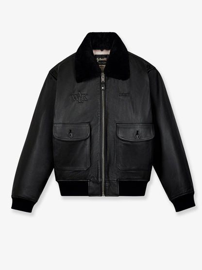 Walk in Paris X Schott NYC ® Leather Jacket with Front Embroidered Logo thumbnail
