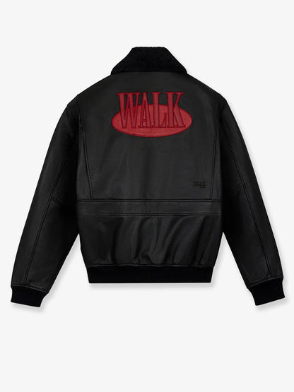 Walk in Paris X Schott NYC ® Leather Jacket with Front Embroidered Logo thumbnail