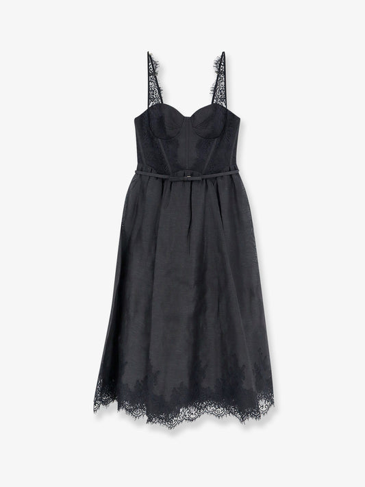 Valiant midi dress in linen and silk blend
