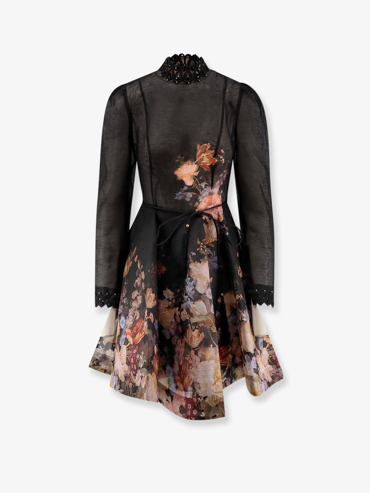 Valiant Embellish Mini Linen and Silk Dress
