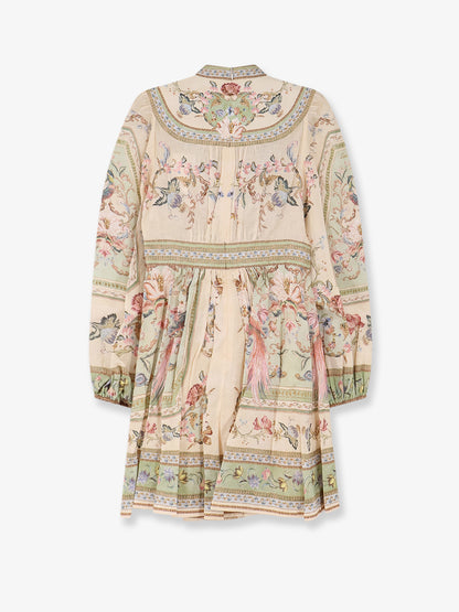 Roselight Plunge Tapestry Print Linen Dress thumbnail