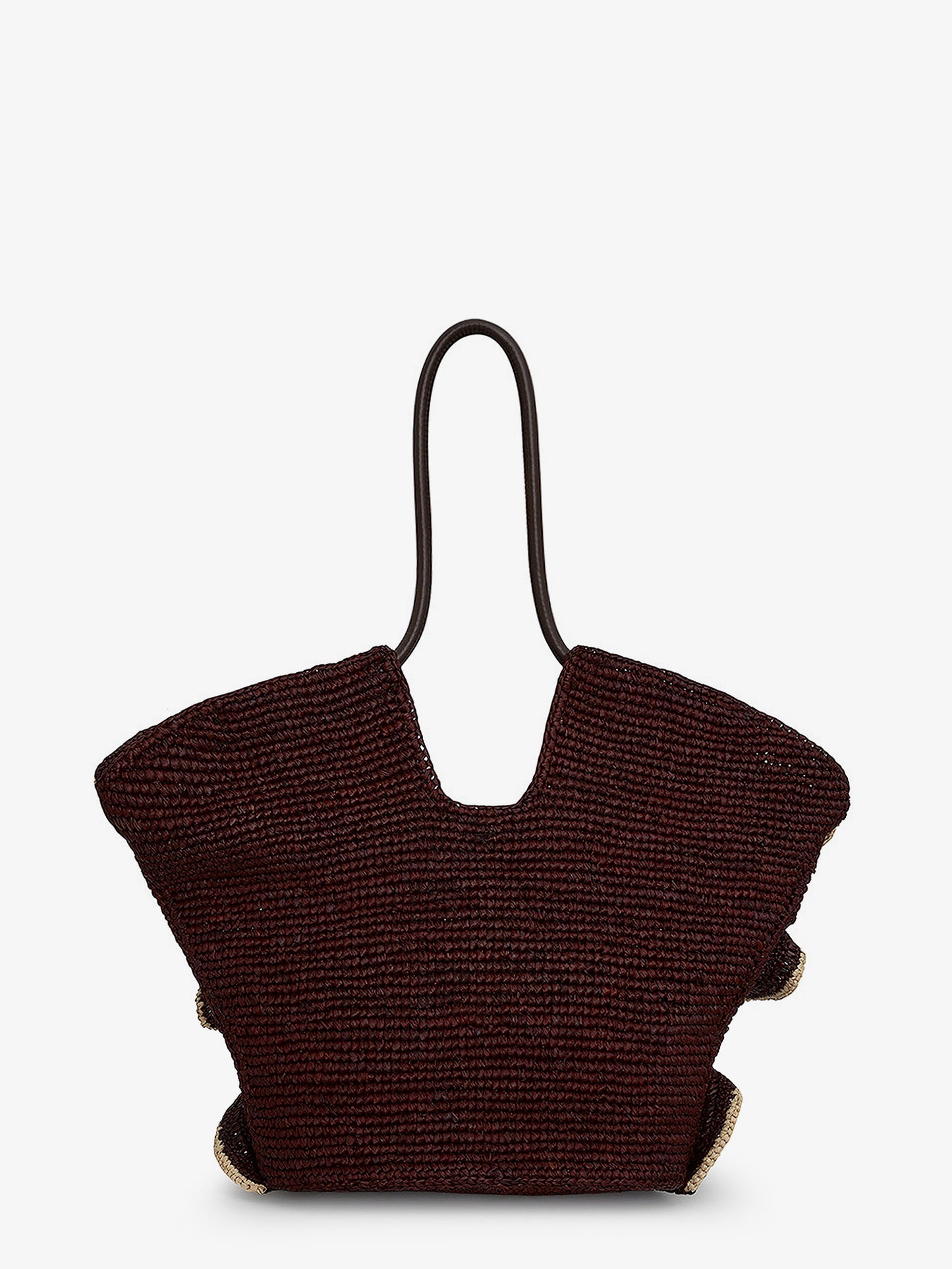 Goldentime raffia shoulder bag with ruffles