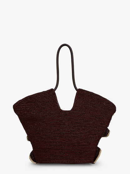 Goldentime raffia shoulder bag with ruffles thumbnail