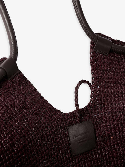 Goldentime raffia shoulder bag with ruffles thumbnail