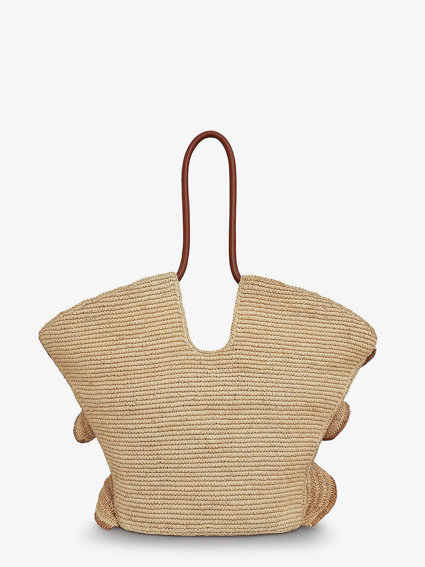 Goldentime raffia shoulder bag with ruffles
