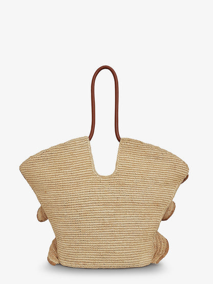 Goldentime raffia shoulder bag with ruffles thumbnail