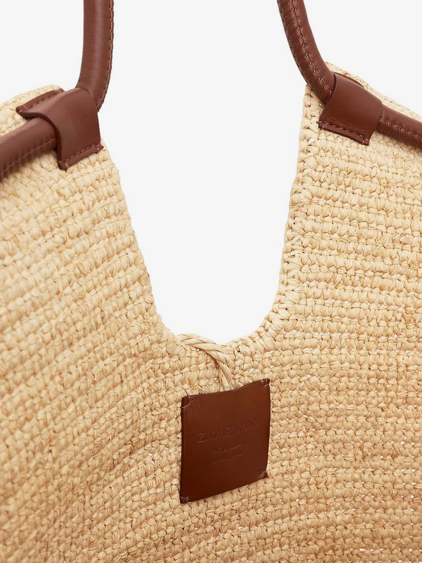 Goldentime raffia shoulder bag with ruffles